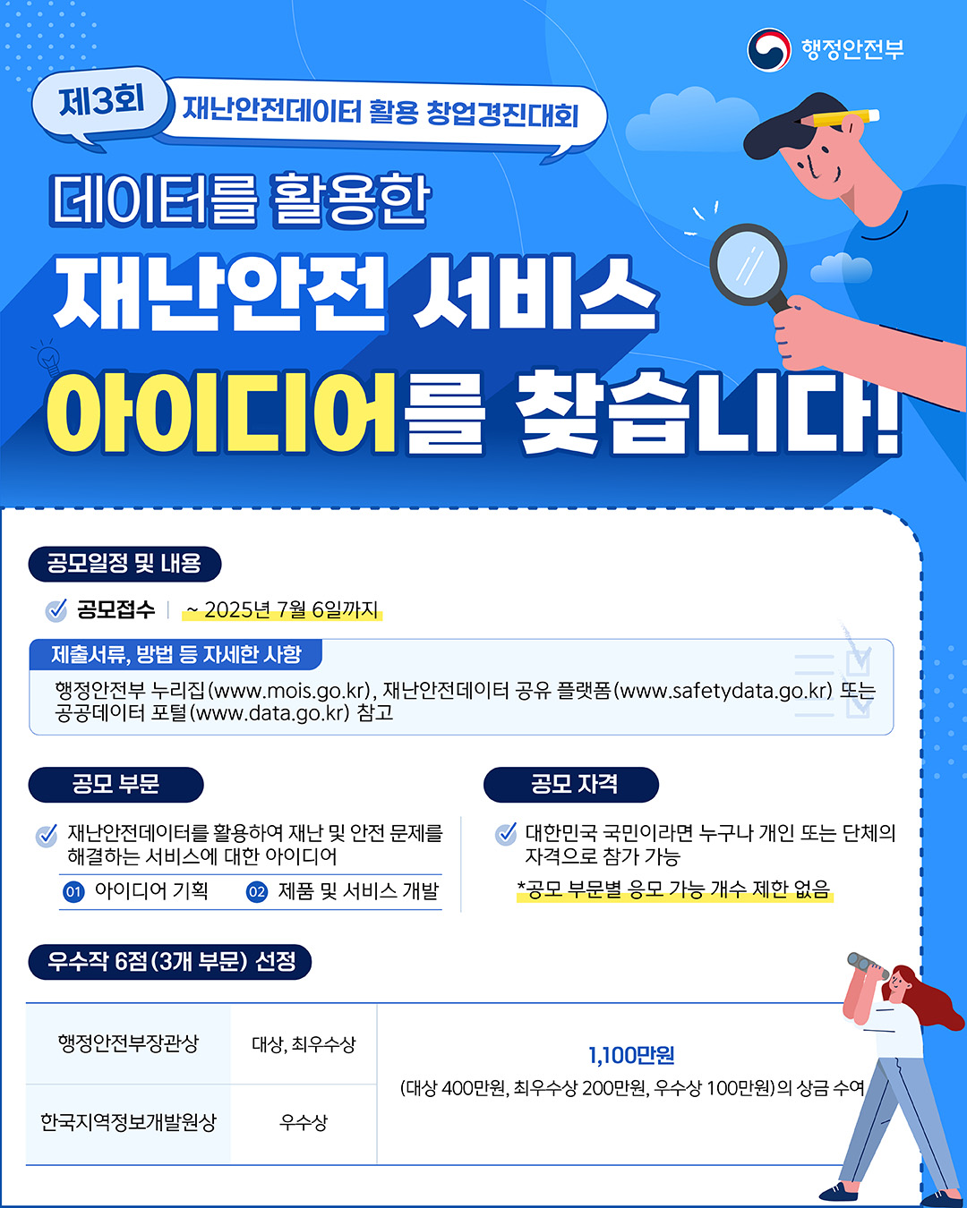 행정안전부 제3회 재난안전데이터 활용 창업경진대회 데이터를 활용한 재난안전서비스 아이디어를 찾습니다
